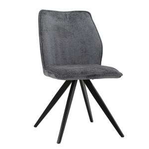 Lot de 2 chaises en velours doux gris anthracite ergonomique et pied croix en métal noir - JAMES
