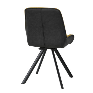 Chaise pivotante 180° en tissu épais jaune moutarde microfibre et pieds évasés métal noir - JADEN