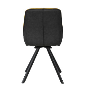 Chaise pivotante 180° en tissu épais jaune moutarde microfibre et pieds évasés métal noir - JADEN