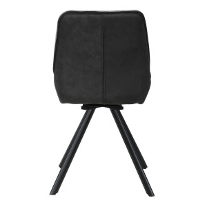 Chaise pivotante 180° en tissu épais gris chiné microfibre et pieds évasés métal noir - JADEN