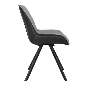 Chaise pivotante 180° en tissu épais gris chiné microfibre et pieds évasés métal noir - JADEN