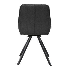 Chaise pivotante 180° en tissu épais et microfibre gris anthracite et pieds évasés métal noir - JADEN