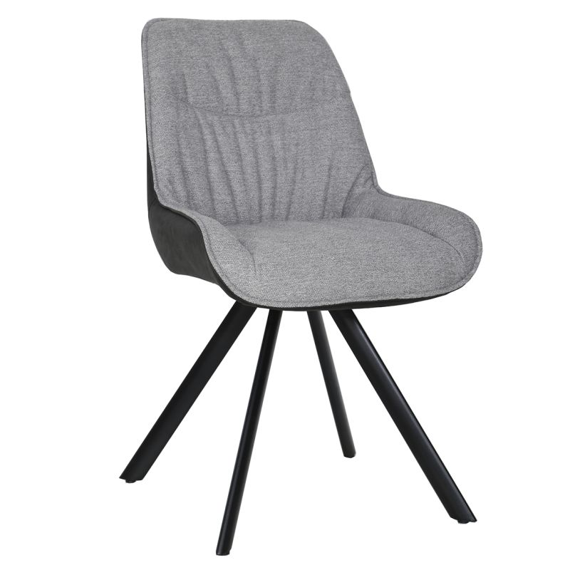 Chaise pivotante 180° tissu gris et microfibre pieds métal - JADEN