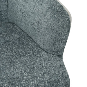 Chaise fauteuil pivotant 180° avec accoudoirs en tissu doux vert de gris pied croix en métal noir - CORINE