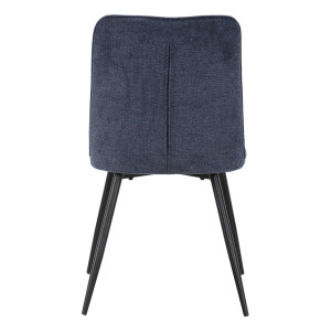 Lot de 2 chaises en tissu bleu foncé 4 pieds en métal noir - MELANIE