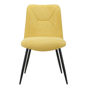 Lot de 2 chaises en tissu jaune 4 pieds en métal noir - MELANIE