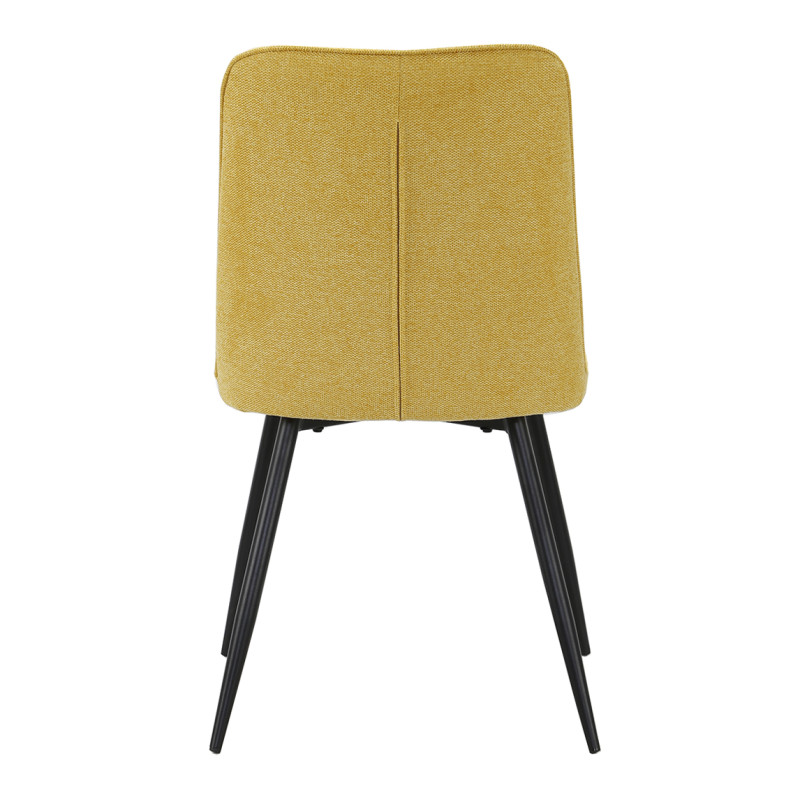 Lot de 2 chaises en tissu jaune 4 pieds en métal noir - MELANIE