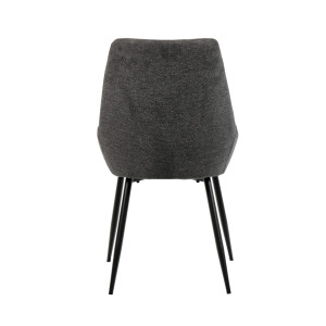 Lot de 2 chaises en tissu gris anthracite chiné avec assise rembourrée et 4 pieds fins en métal noir - JAZZY 2