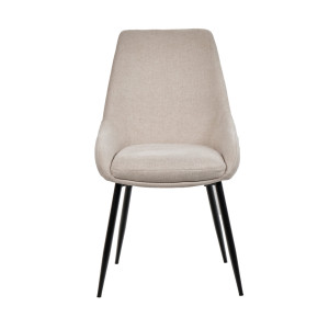 Lot de 2 chaises en tissu beige avec assise rembourrée et 4 pieds fins en métal noir - JAZZY 2