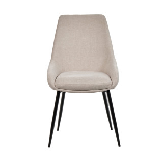 Lot de 2 chaises en tissu beige avec assise rembourrée et 4 pieds fins en métal noir - JAZZY 2
