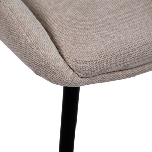 Lot de 2 chaises en tissu beige avec assise rembourrée et 4 pieds fins en métal noir - JAZZY 2