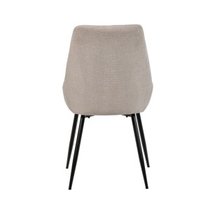 Lot de 2 chaises en tissu beige avec assise rembourrée et 4 pieds fins en métal noir - JAZZY 2