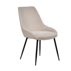 Lot de 2 chaises en tissu beige avec assise rembourrée et 4 pieds fins en métal noir - JAZZY 2