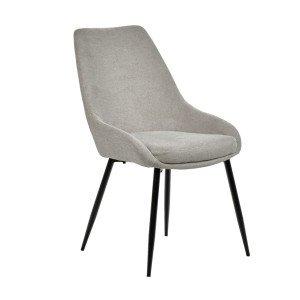 Lot de 2 chaises en tissu gris avec assise rembourrée et 4 pieds fins en métal noir - JAZZY 2