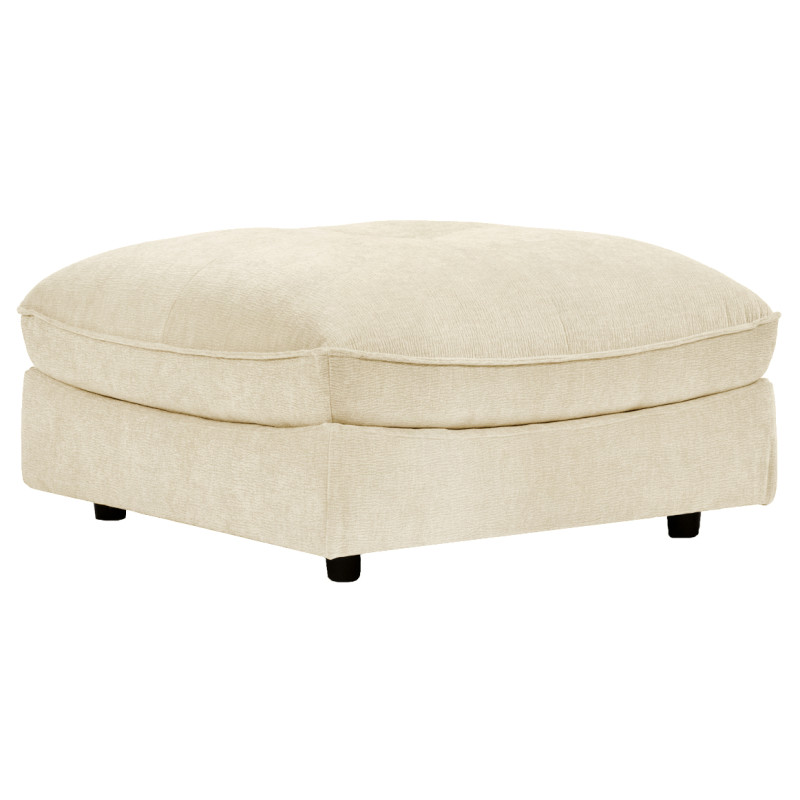 Pouf pour Canapé Composable et Modulable en Tissu Doux Écru Capitonné avec Passepoil - CHARLES