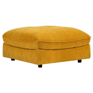 Pouf pour Canapé Composable et Modulable en Tissu Doux Jaune Capitonné avec Passepoil - CHARLES