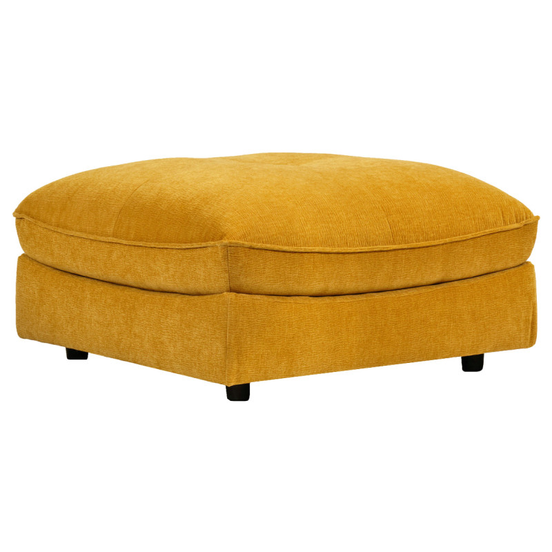 Pouf pour Canapé Composable et Modulable en Tissu Doux Jaune Capitonné avec Passepoil - CHARLES