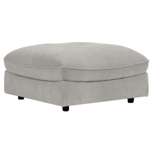 Pouf pour Canapé Composable et Modulable en Tissu Doux Gris Clair Capitonné avec Passepoil - CHARLES