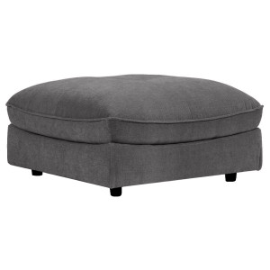 Pouf pour Canapé Composable et Modulable en Tissu Doux Gris Foncé Capitonné avec Passepoil - CHARLES