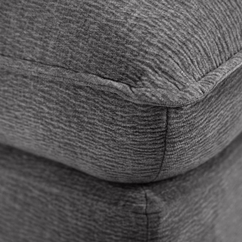 Pouf pour Canapé Composable et Modulable en Tissu Doux Gris Foncé Capitonné avec Passepoil - CHARLES