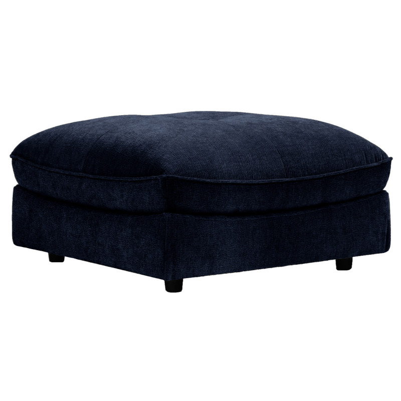 Pouf pour Canapé Composable et Modulable en Tissu Doux Bleu Nuit Capitonné avec Passepoil - CHARLES