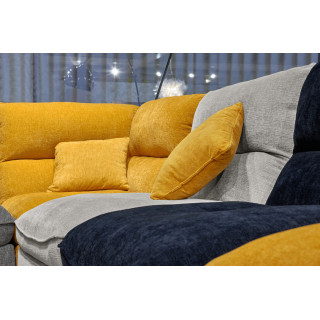 Pouf pour Canapé Composable et Modulable en Tissu Doux Bleu Nuit Capitonné avec Passepoil - CHARLES