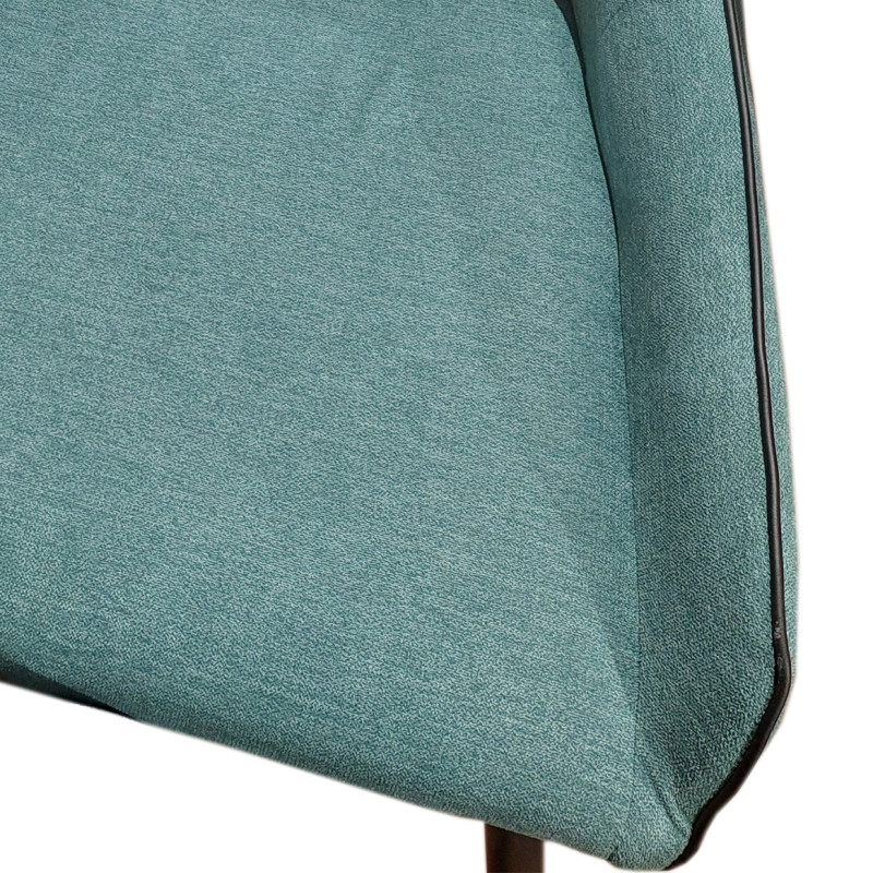 Lot de 2 chaises en lin bleu lagon avec passepoil en simili noir et 4 pieds en métal noir - ANAIS 2