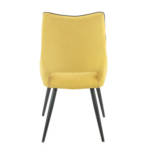 Lot de 2 chaises en lin jaune avec passepoil en simili noir et 4 pieds en métal noir - ANAIS 2