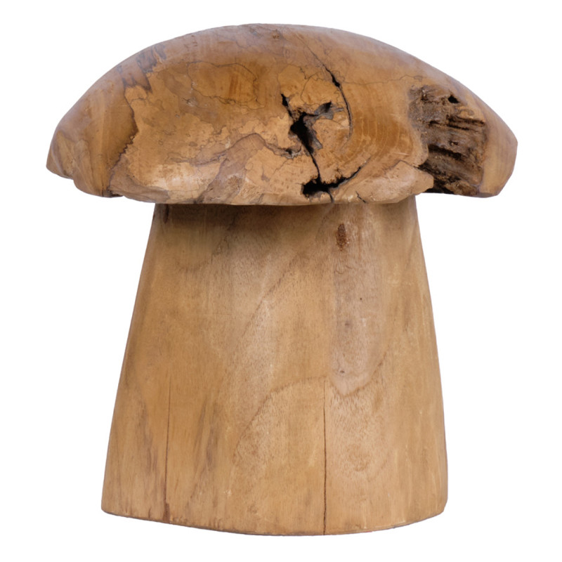 Sculpture Champignon en Bois de Teck H.25 cm - Fabrication Artisanale et Naturelle - PLIZ