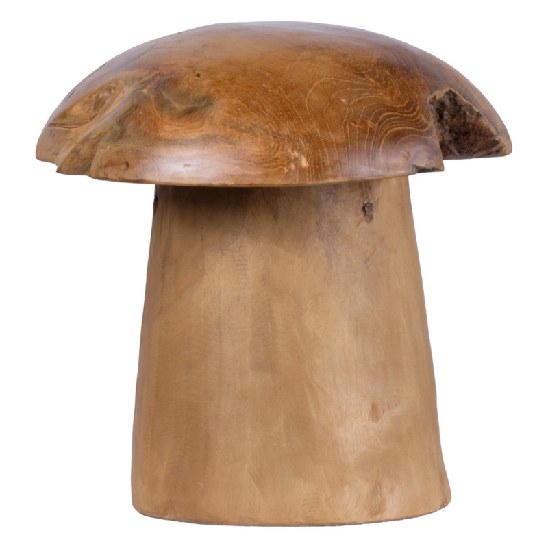 Sculpture Champignon en Bois de Teck H.30 cm - Fabrication Artisanale et Naturelle - PLIZ