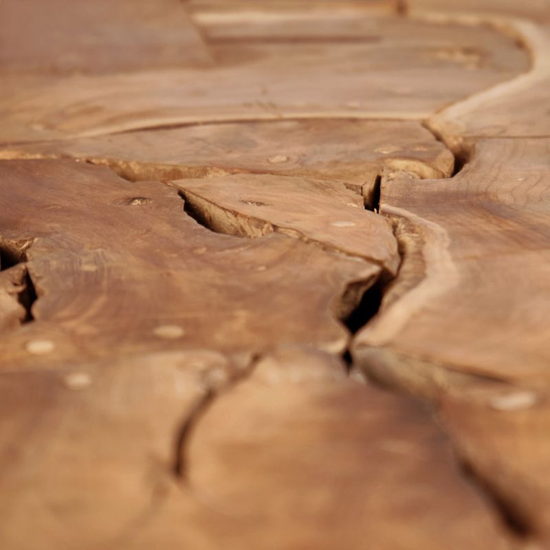 Table Basse 60 x 120 cm en Bois de Teck avec Plateau en Verre Trempé - TEKKU 2
