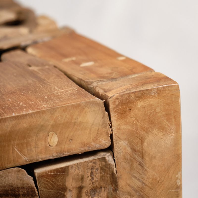 Table Basse 60 x 120 cm en Bois de Teck avec Plateau en Verre Trempé - TEKKU 2