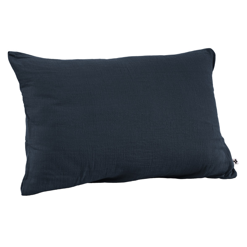 Parure de Lit  2 Taies d'oreillers 50x70 cm et Housse de Couette 220x240 cm en Double Gaze de Coton Bleu Nuit - PEPA 1