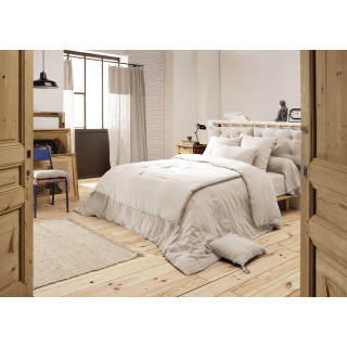 Parure de Lit  2 Taies d'oreillers 50x70 cm et Housse de Couette 220x240 cm en Double Gaze de Coton Écru - PEPA 1