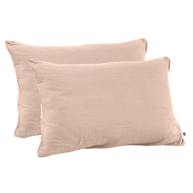 Parure de lit 240 x 260 cm en double gaze de coton rose - PEPA 2