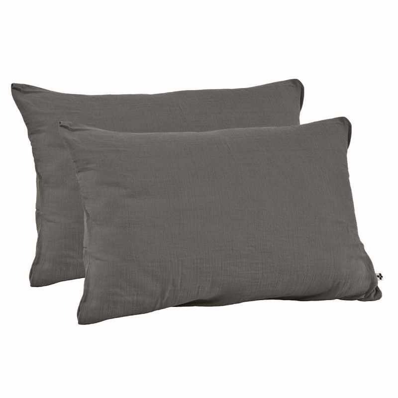 Parure de lit 240 x 260 cm en double gaze de coton gris - PEPA 2