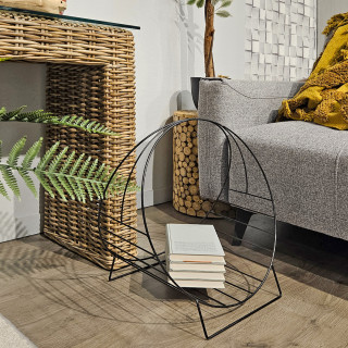 Porte Revues / Porte Bûches Filaire en Métal Noir - Design Minimaliste - RACK 9968