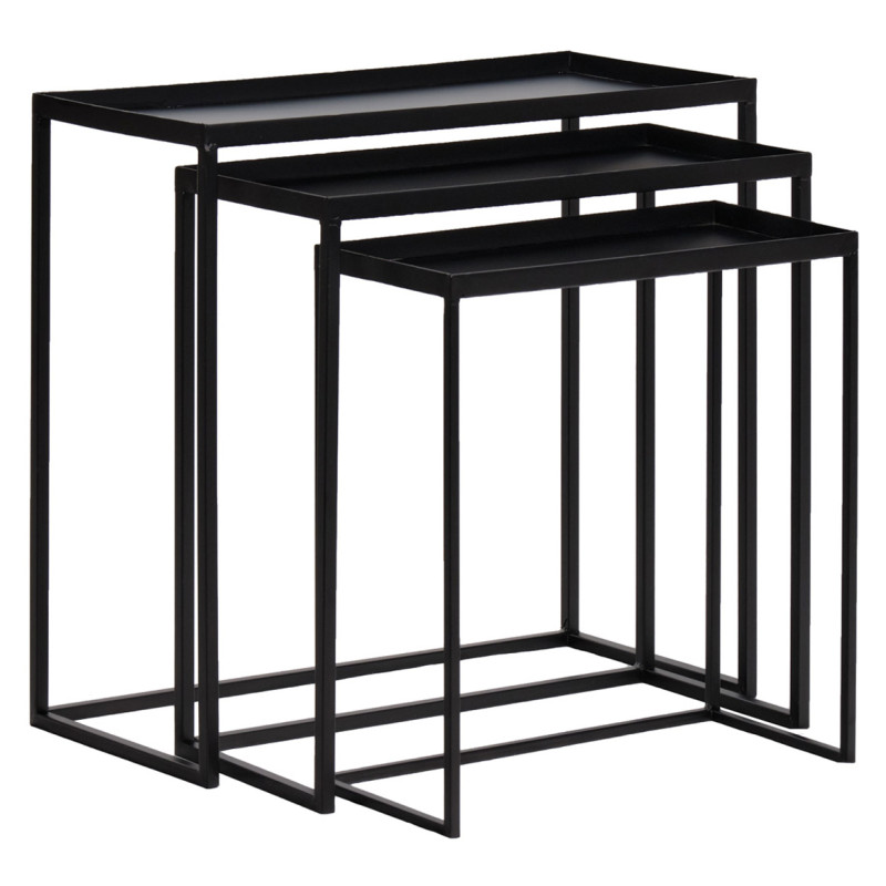 Set de 3 Tables d'Appoint / Consoles Gigognes en Métal Noir Moderne et Minimaliste - JOEY 3478