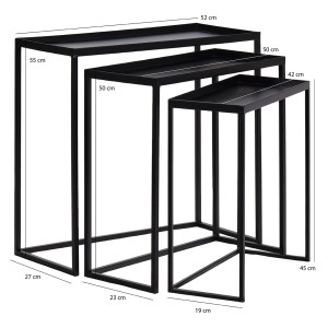 Set de 3 Tables d'Appoint / Consoles Gigognes en Métal Noir Moderne et Minimaliste - JOEY 3478