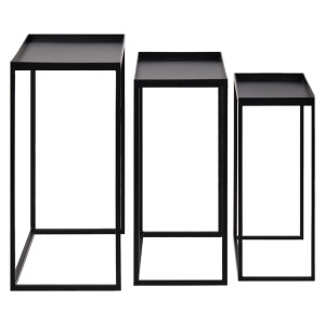 Set de 3 Tables d'Appoint / Consoles Gigognes en Métal Noir Moderne et Minimaliste - JOEY 3478