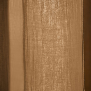 Rideau Ajustable 140 x 300 cm en Double Gaze de Coton Camel avec 8 Anneaux à Pince en Métal - PEPA
