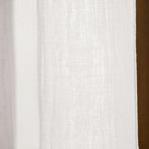 Rideau Ajustable 140 x 300 cm en Double Gaze de Coton Blanc avec 8 Anneaux à Pince en Métal - PEPA