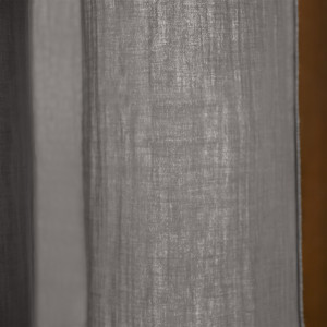 Rideau Ajustable 140 x 300 cm en Double Gaze de Coton Gris avec 8 Anneaux à Pince en Métal - PEPA