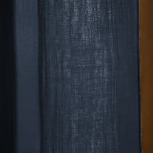 Rideau Ajustable 140 x 300 cm en Double Gaze de Coton Bleu Nuit avec 8 Anneaux à Pince en Métal - PEPA