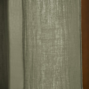 Rideau Ajustable 140 x 300 cm en Double Gaze de Coton Vert avec 8 Anneaux à Pince en Métal - PEPA