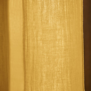 Rideau Ajustable 140 x 300 cm en Double Gaze de Coton Jaune avec 8 Anneaux à Pince en Métal - PEPA