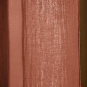 Rideau Ajustable 140 x 300 cm en Double Gaze de Coton Terracotta avec 8 Anneaux à Pince en Métal - PEPA