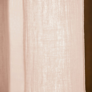 Rideau Ajustable 140 x 300 cm en Double Gaze de Coton Rose avec 8 Anneaux à Pince en Métal - PEPA