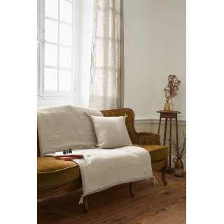 Édredons 90 x 200 cm en Lin Lavé Sable avec Capitonnage Léger et 4 Nouettes en Jute - Linge de Lit - LUISA