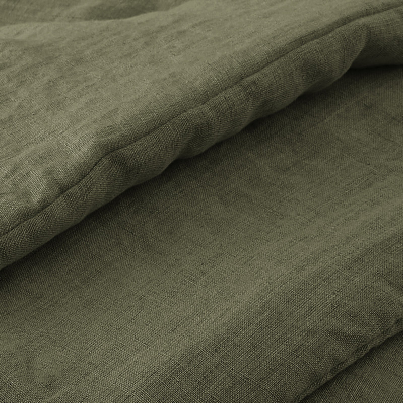 Édredons 90 x 200 cm en Lin Lavé Vert avec Capitonnage Léger et 4 Nouettes en Jute - Linge de Lit - LUISA